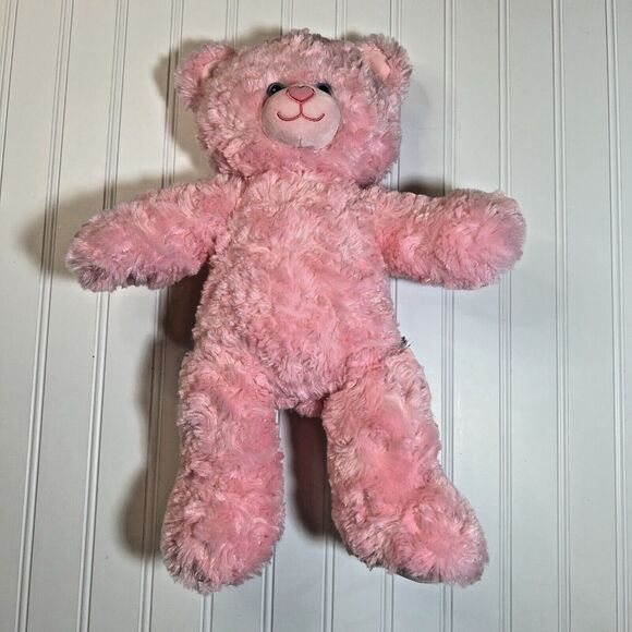 2014 Build A Bear Pink Cuddles Teddy Bear Swirly Curly Pink Hair 17" Plush-EUC! - Picture 1 of 5
